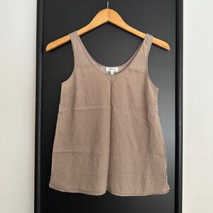 Barneys New York Beige Silk Tank Top with Layered Hem Size XS